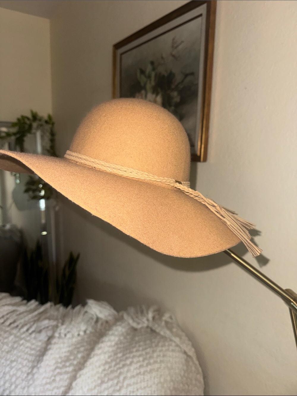 bp Tan Wide-Brim Wool Felt Hat with Braided Band